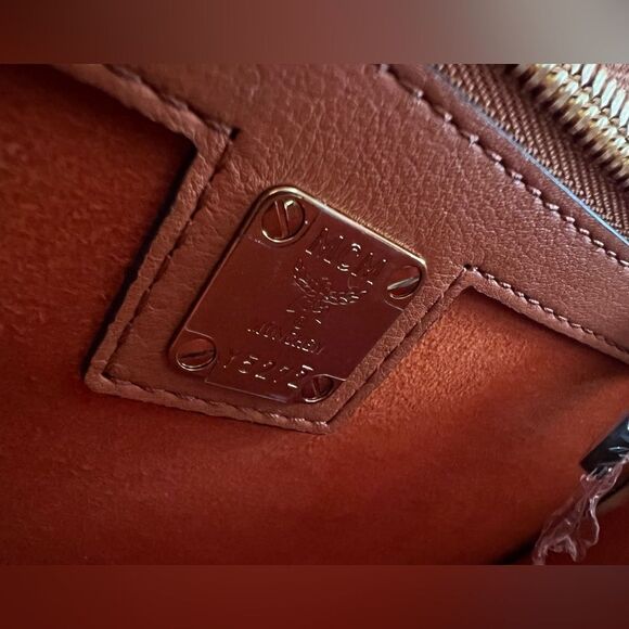 MCM Visetos Medium Patricia Pocket Satchel Cognac - Picture 13 of 13